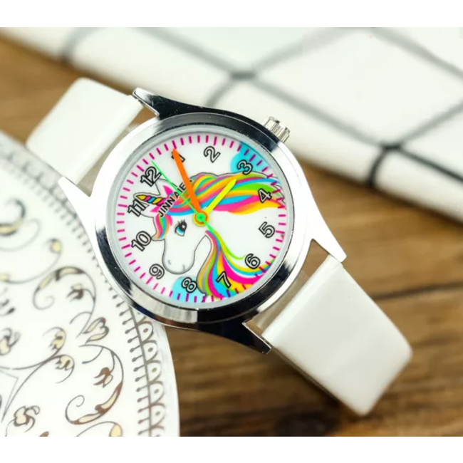 Kinder Horloge | Unicorn Wit | Kunstleer