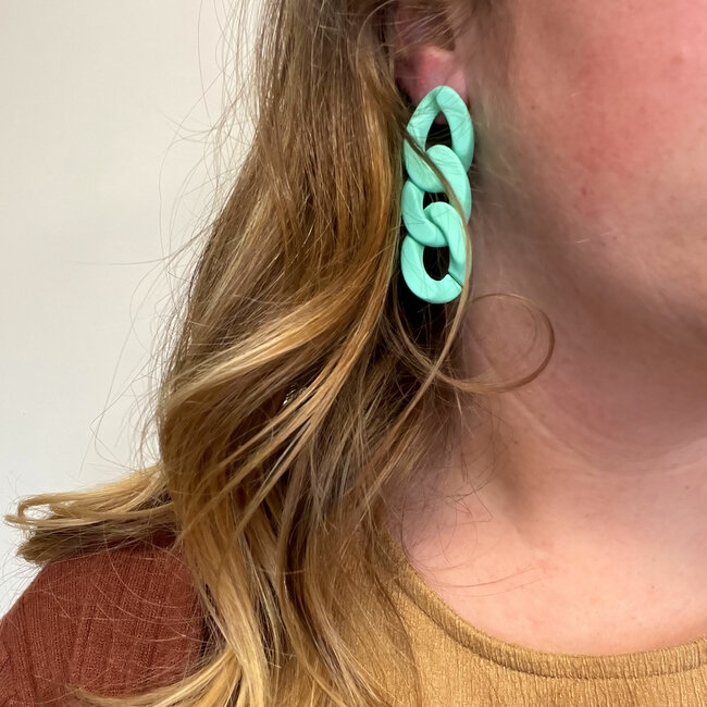 Schakel Oorbellen | Mint | Kunststof