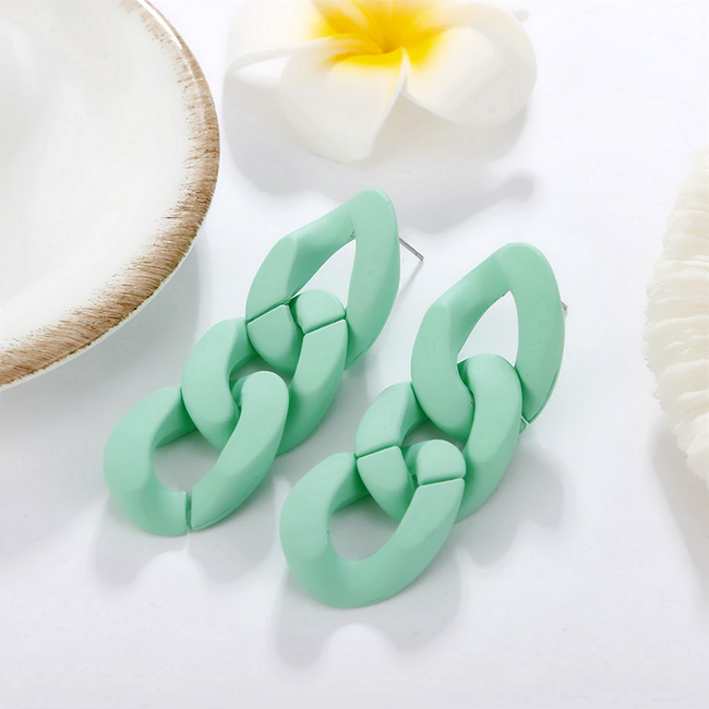 Schakel Oorbellen | Mint | Kunststof