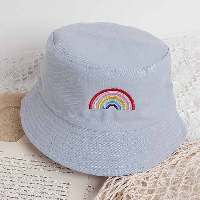 Kinder Bucket Hat - Blauw | Regenboog | 52 cm | Tweezijdig