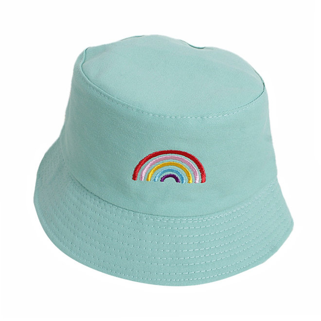 Kinder Bucket Hat - Groen | Regenboog | 52 cm | Tweezijdig