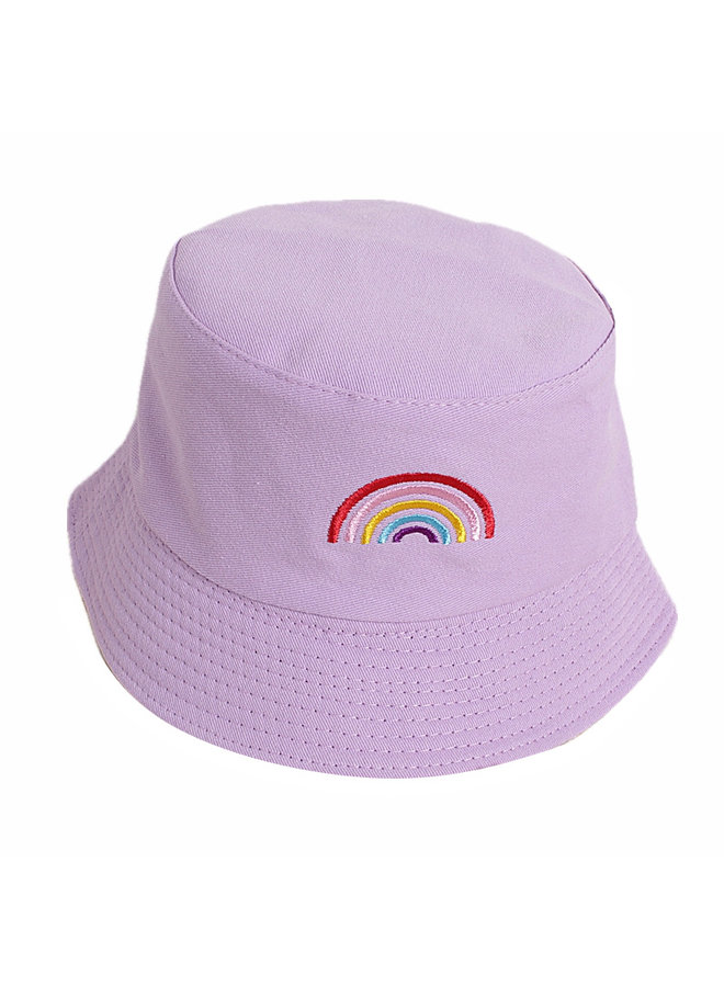 Kinder Bucket Hat - Paars | Regenboog | 52 cm | Tweezijdig