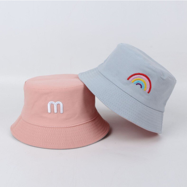 Kinder Bucket Hat - Blauw | Regenboog | 52 cm | Tweezijdig