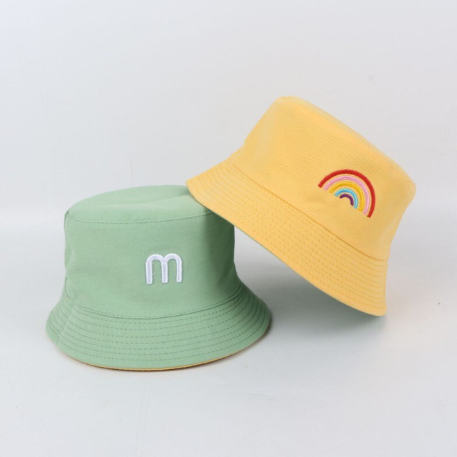 Kinder Bucket Hat - Geel | Regenboog | 52 cm | Tweezijdig