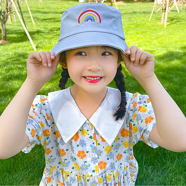 Kinder Bucket Hat - Groen | Regenboog | 52 cm | Tweezijdig