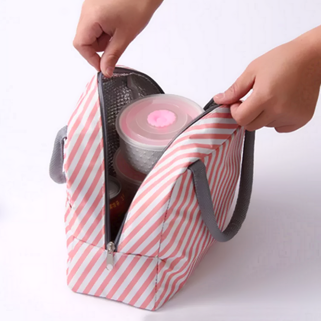 Koeltas - Roze / Wit | Lunchtas | Duurzaam Nylon | Fashion Favorite