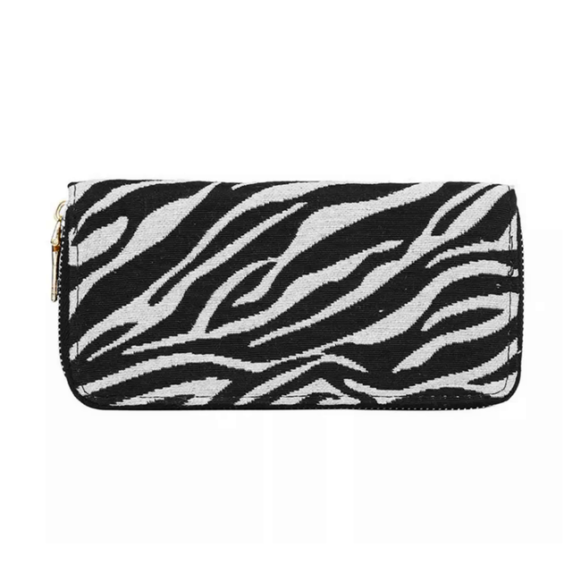 Fashion Favorite Portemonnee - Zebra Zwart/Wit | Jacquard / Polyester | 20 x 10 x 2,5 cm