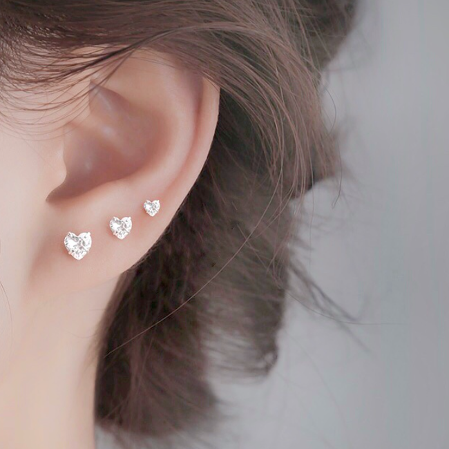 Stud Hartje Knopjes Oorbellen | Set van 3 paar