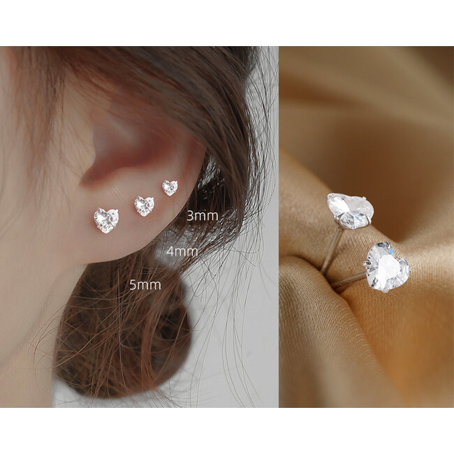 Stud Hartje Knopjes Oorbellen | Set van 3 paar