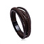 Fashion Favorite Lederen Armband | Bruin / Zwart | RVS sluiting | 20,5 cm