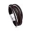 Fashion Favorite Lederen Armband | Bruin / Zilver | RVS sluiting | 20,5 cm