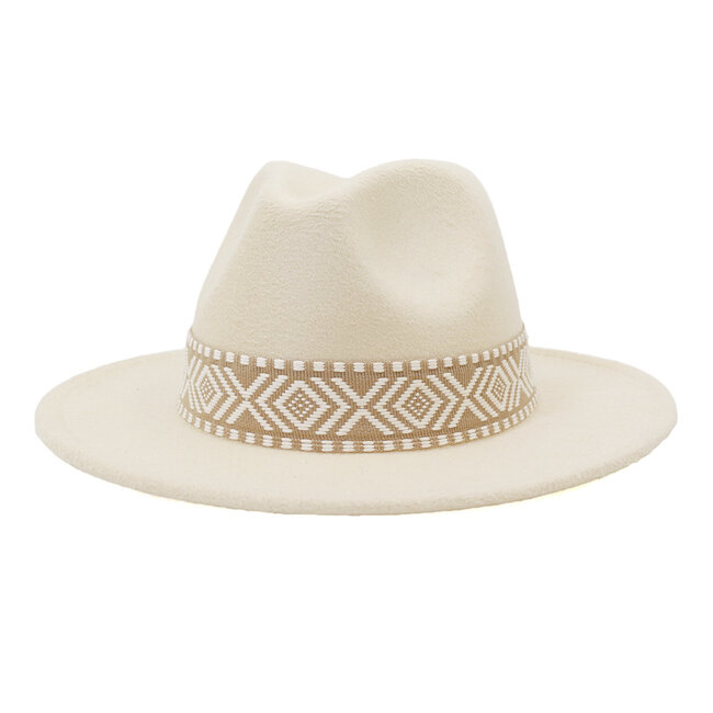 Fashion Favorite Fedora Hoed - Aztec Beige | Verstelbaar | 56 - 58 cm