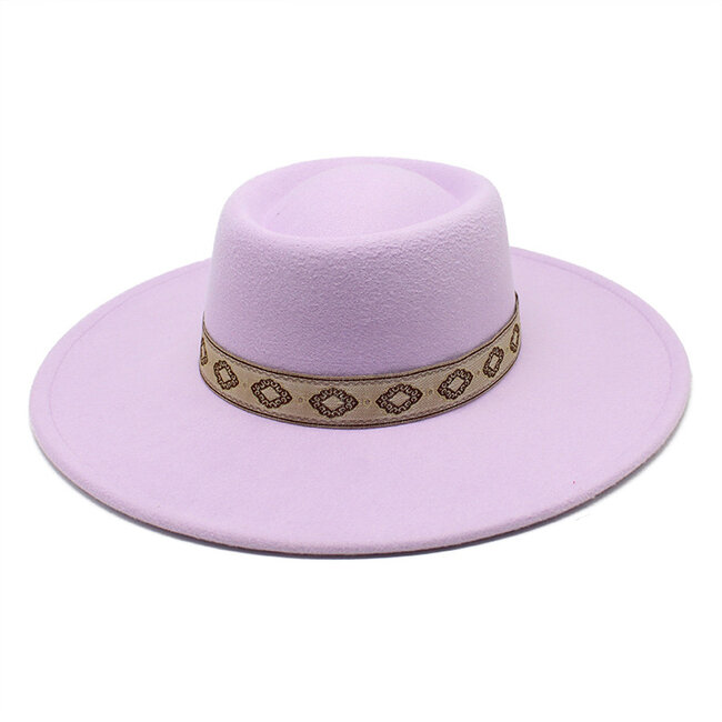 Fedora Hoed - Brim Lila | Verstelbaar | 56 - 60 cm