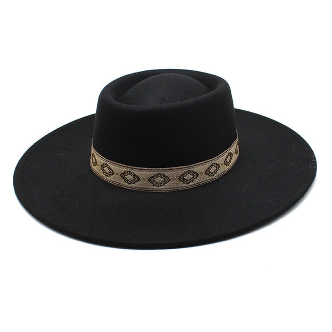 Fashion Favorite Fedora Hoed - Brim Zwart | Verstelbaar | 56 - 60 cm