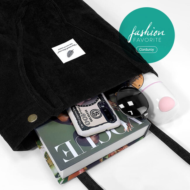Shopper - Zwart | Tote Bag / Schoudertas | Corduroy | Fashion Favorite