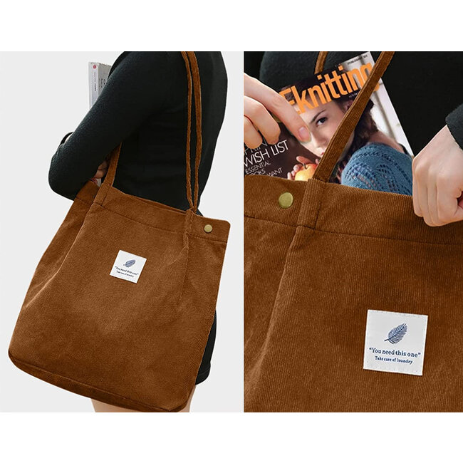 Shopper - Cognac | Tote Bag / Schoudertas | Corduroy| Fashion Favorite