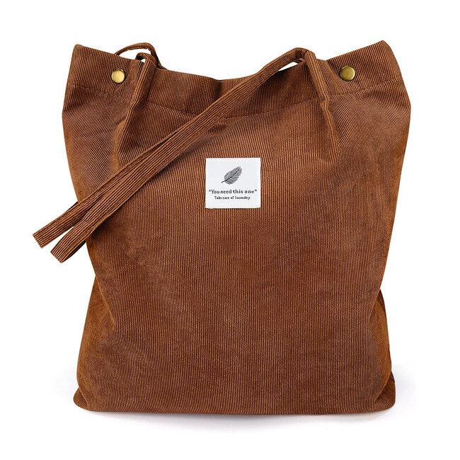 Fashion Favorite Shopper - Cognac | Tote Bag / Schoudertas | Corduroy| Fashion Favorite