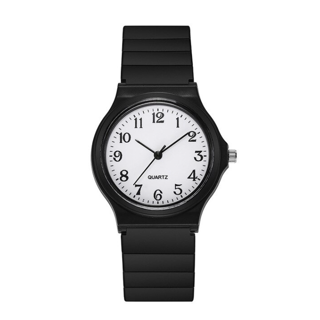 Fashion Favorite Simple Kinderhorloge Zwart/Wit | Kunststof/Plastic