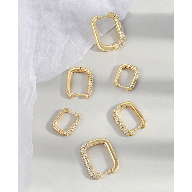 Ovale Zirkonia Oorringen | Goudkleurig Klein | 11 x 13,7 mm