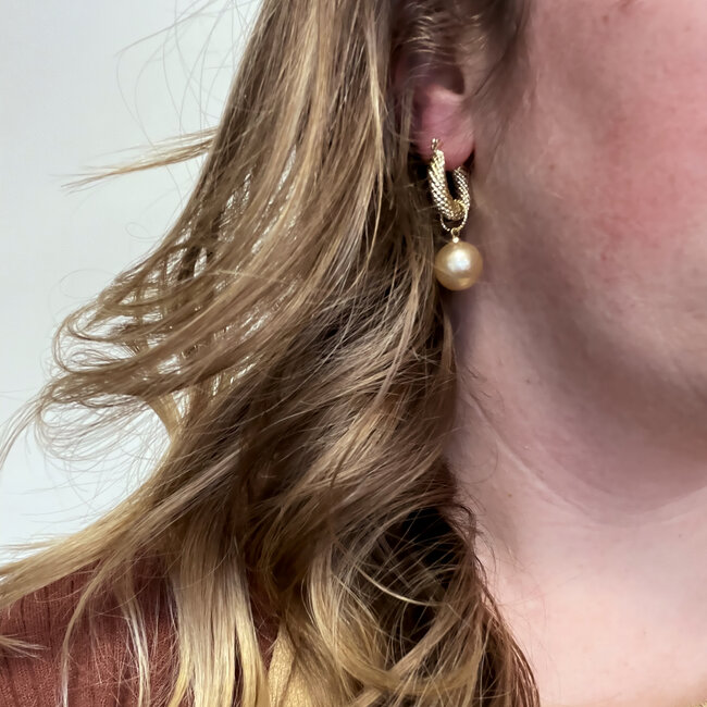 Parel Oorhangers/Oorbellen | Goudkleurig/Champagne