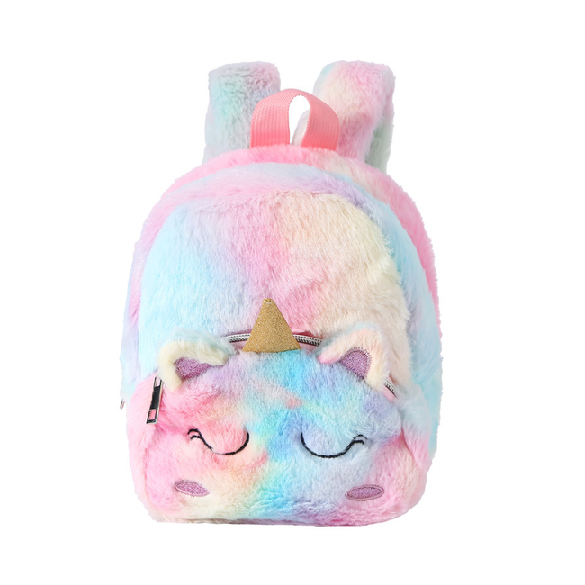 Fashion Favorite Unicorn Rugtas - Fluffy Groen/Geel | 22 x 20 x 12 cm | Polyester / Acryl