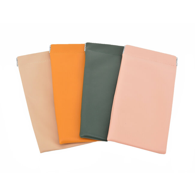 Knijpportemonnee / Brillenkoker - Beige | 18 x 8,5 cm | Kunstleer