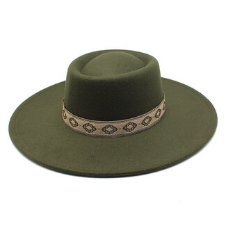 Fashion Favorite Fedora Hoed - Brim Legergroen