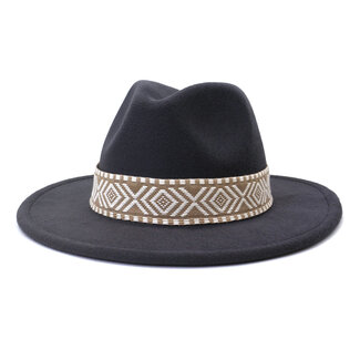 Fashion Favorite Fedora Hoed - Aztec Donkergrijs