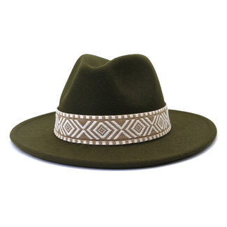 Fashion Favorite Fedora Hoed - Aztec Legergroen