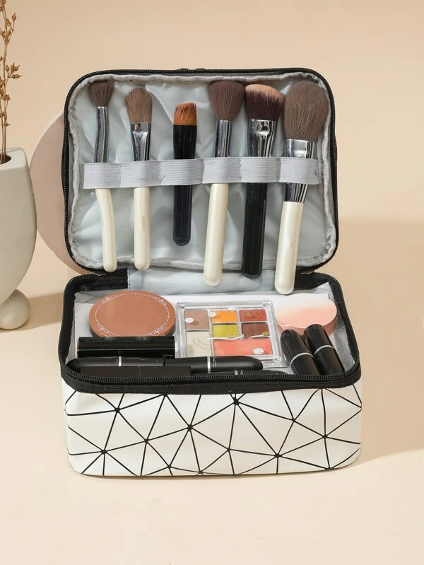 Boutique Beauty Case Zwart - 23x15x14 Cm, Saffiano Kunstleer, Met Binnenvakken