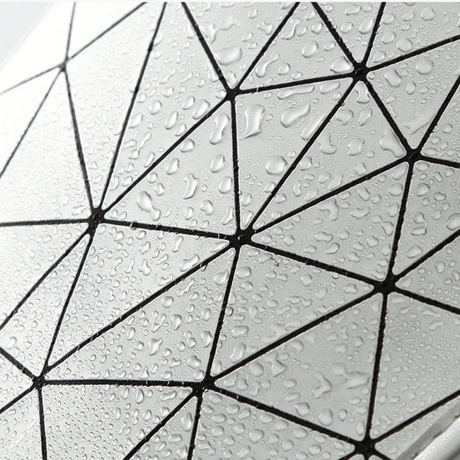 Toilettas Geometric Zilver | Dubbellaags | Kunstleer | 23,5 x 16,5 x 14 cm