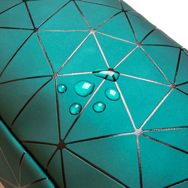 Toilettas Geometric Groen | Dubbellaags | Kunstleer | 23,5 x 16,5 x 14 cm