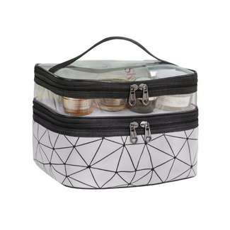 Fashion Favorite Toilettas / Make Up Tas - Geometric Zilver