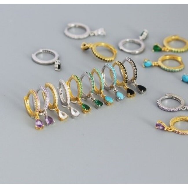 LELA Drop Oorbellen - White/Gold | 925 Silver