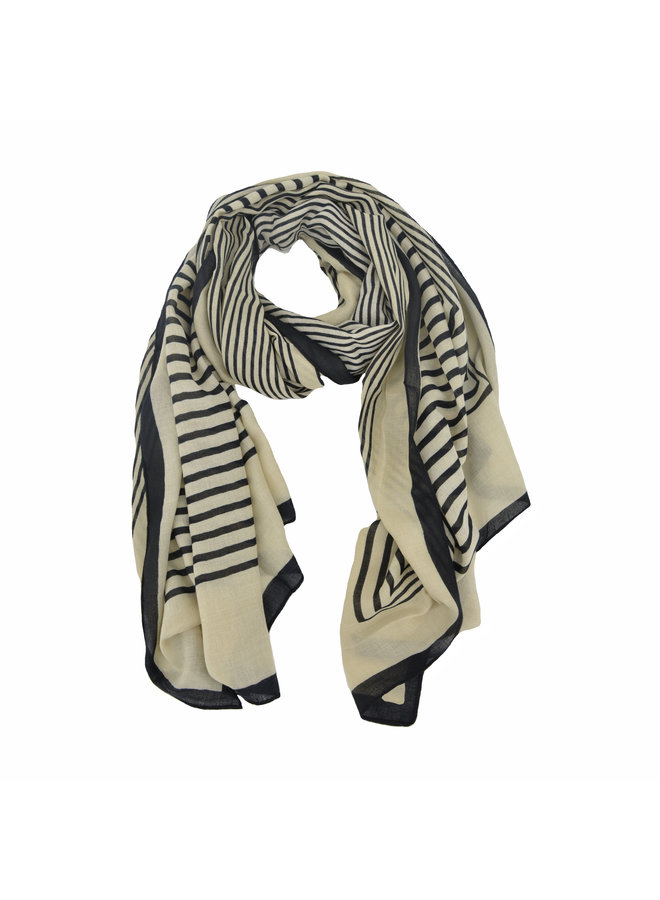 Sjaal Kensi - Crème/Zwart | Viscose | 180 x 90 cm