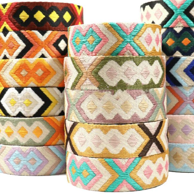 Bag Strap / Tas Riem | Lila/Creme/Blauw | Schouderriem - 130 cm