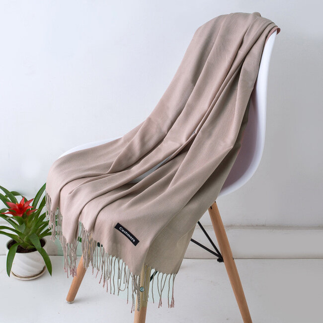 Pashmina Sjaal - Taupe | Polyester | 180 x 70 cm