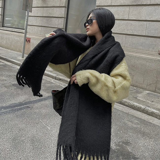 Winter Sjaal - Zwart | Polyester | 190 x 45 cm