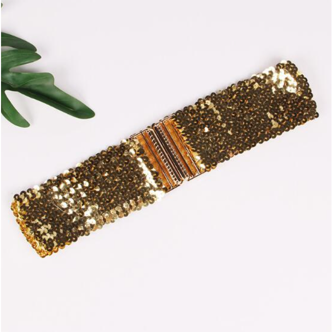 Sparkle Taille Riem - Goud | 65 - 95 cm | Elastische Glitter Riem