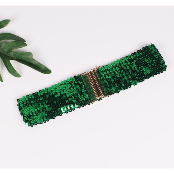 Sparkle Taille Riem - Groen | 65 - 95 cm | Elastische Glitter Riem