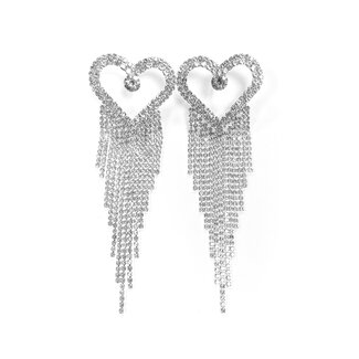 Fashion Favorite Sparkle Heart Oorbellen - Zilverkleurig