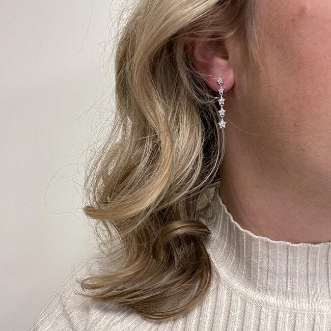 Oorhangers Sterren - Zilverkleurig | 3,2 x 0,7 cm | 925 Zilver