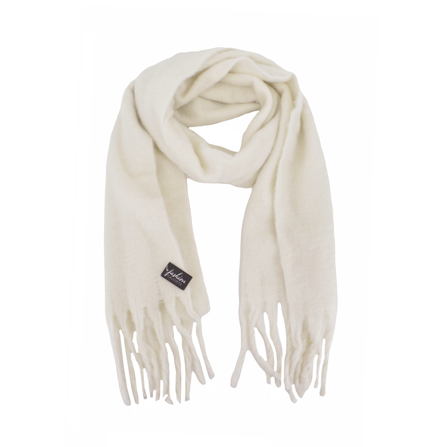 Catena terugtrekken In Winter Sjaal - Crème/Wit | Polyester | 190 x 43 cm - Fashion Favorite