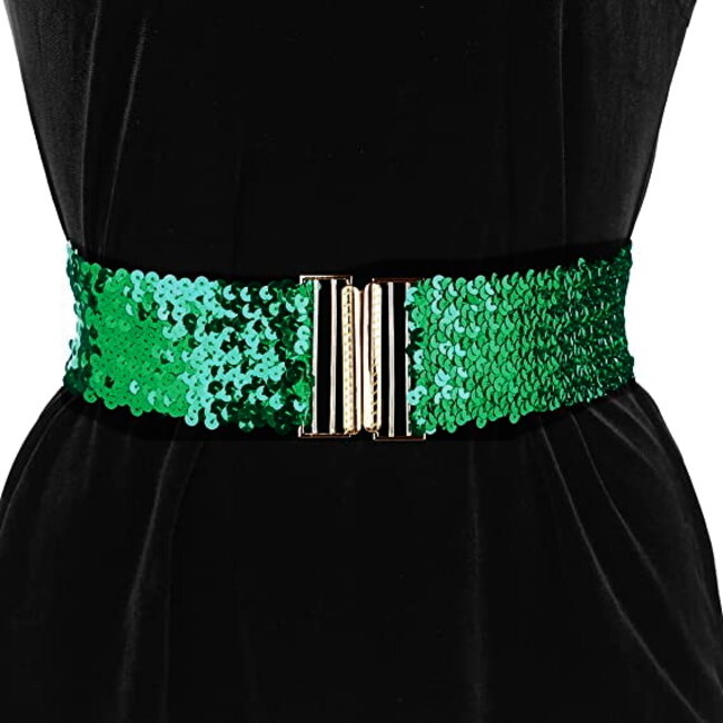 Sparkle Taille Riem - Groen | 65 - 95 cm | Elastische Glitter Riem