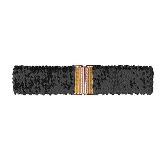 Fashion Favorite Sparkle Taille Riem - Zwart | 65 - 95 cm | Elastische Glitter Riem