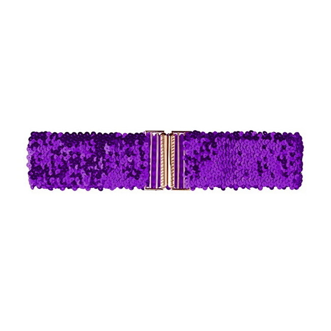 Fashion Favorite Sparkle Taille Riem - Paars | 65 - 95 cm | Elastische Glitter Riem