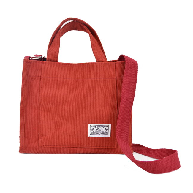 Fashion Favorite Schoudertas - Rood | Corduroy | 26 x 21 x 9 cm