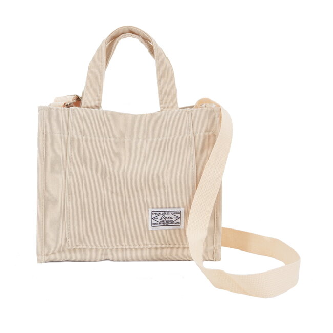 Fashion Favorite Schoudertas - Creme | Corduroy | 26 x 21 x 9 cm