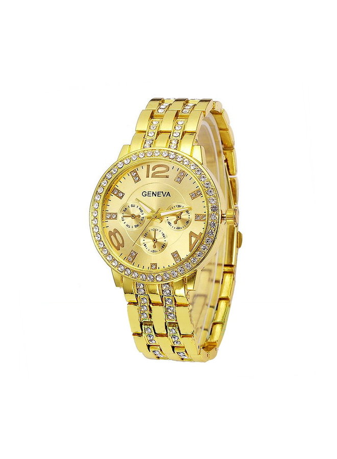 Geneva Gold Crystal Horloge | Goudkleurig | Staal | 42 mm