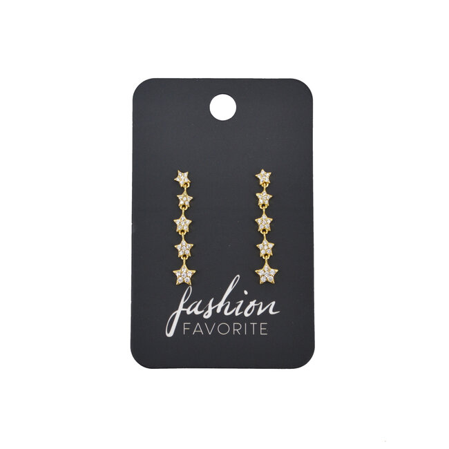 Oorhangers Sterren - Goudkleurig | 3,2 x 0,7 cm | 925 Zilver